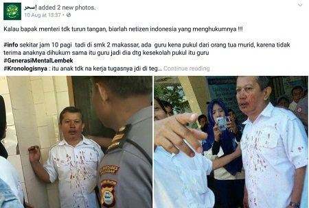 Guru Dipukul Orang Tua Murid hingga Babak Belur di Makassar